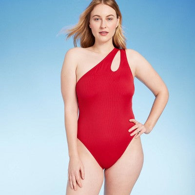 New - Shade & Shore Women's One Shoulder One Piece Swimsuit Cut Out Bathing Suit Shade & ShoreBullseye Deals