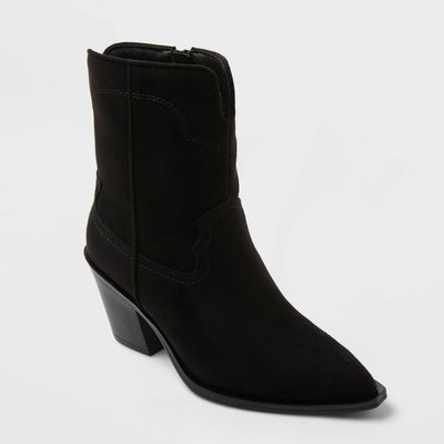 Open Box - Women’s Dallas Ankle Western Bootie with Memory Foam Insole – Universal Thread™ Black 8.5