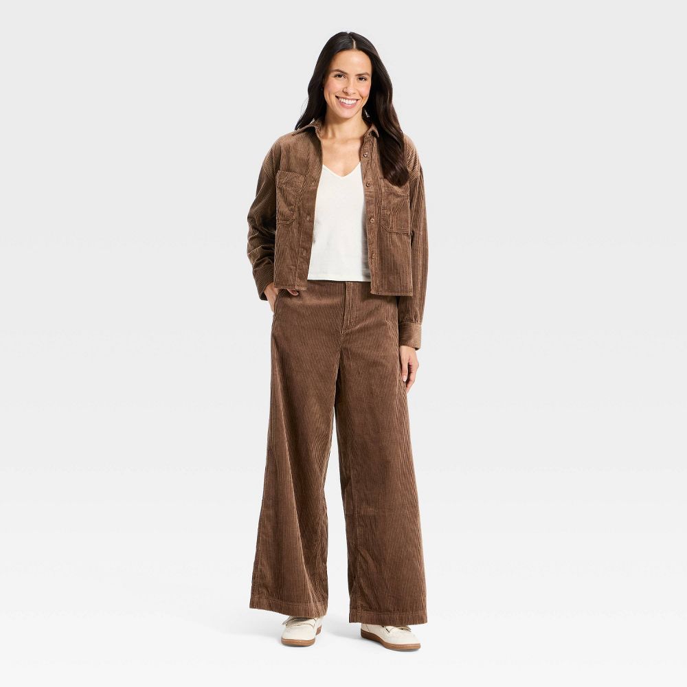 New - Women's High-Rise Corduroy Palazzo Pants - Universal Thread™ Brown 14