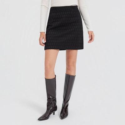 New - Women's Quilted Mini A-Line Skirt - A New Day™ Black 16