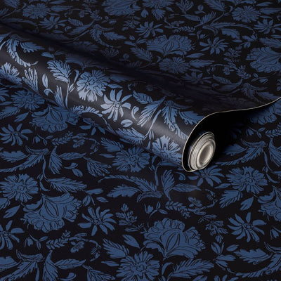 New - Floral Striped Navy Wallpaper - Threshold™