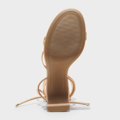 Open Box - A New Day Women's Chunky Block High Lace Up Heels Sandals Crisscross Memory Foam A New DayBullseye Deals