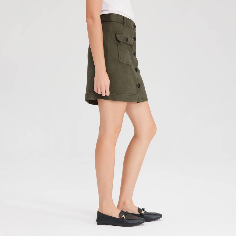 New - Women's Faux Suede Mini A-Line Skirt - Universal Thread™ Green 8