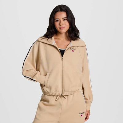 New - Champion Women's Game Day Full Zip Mock Neck Top - Tan M