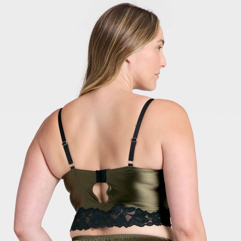 Open Box - Women's Satin & Lace Lightly Lined Cami Bra - Auden™ Moss Green XL