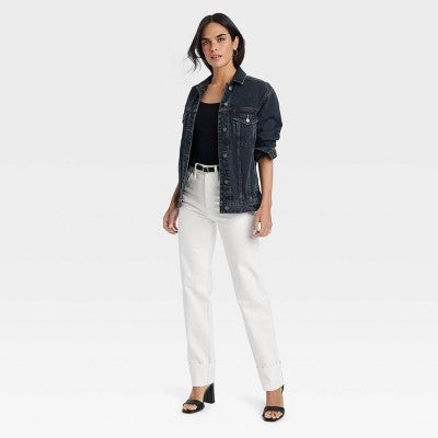 New - Universal Thread Women's High Waisted Straight Cargo Jeans 90's Vintage, White Universal ThreadBullseye Deals