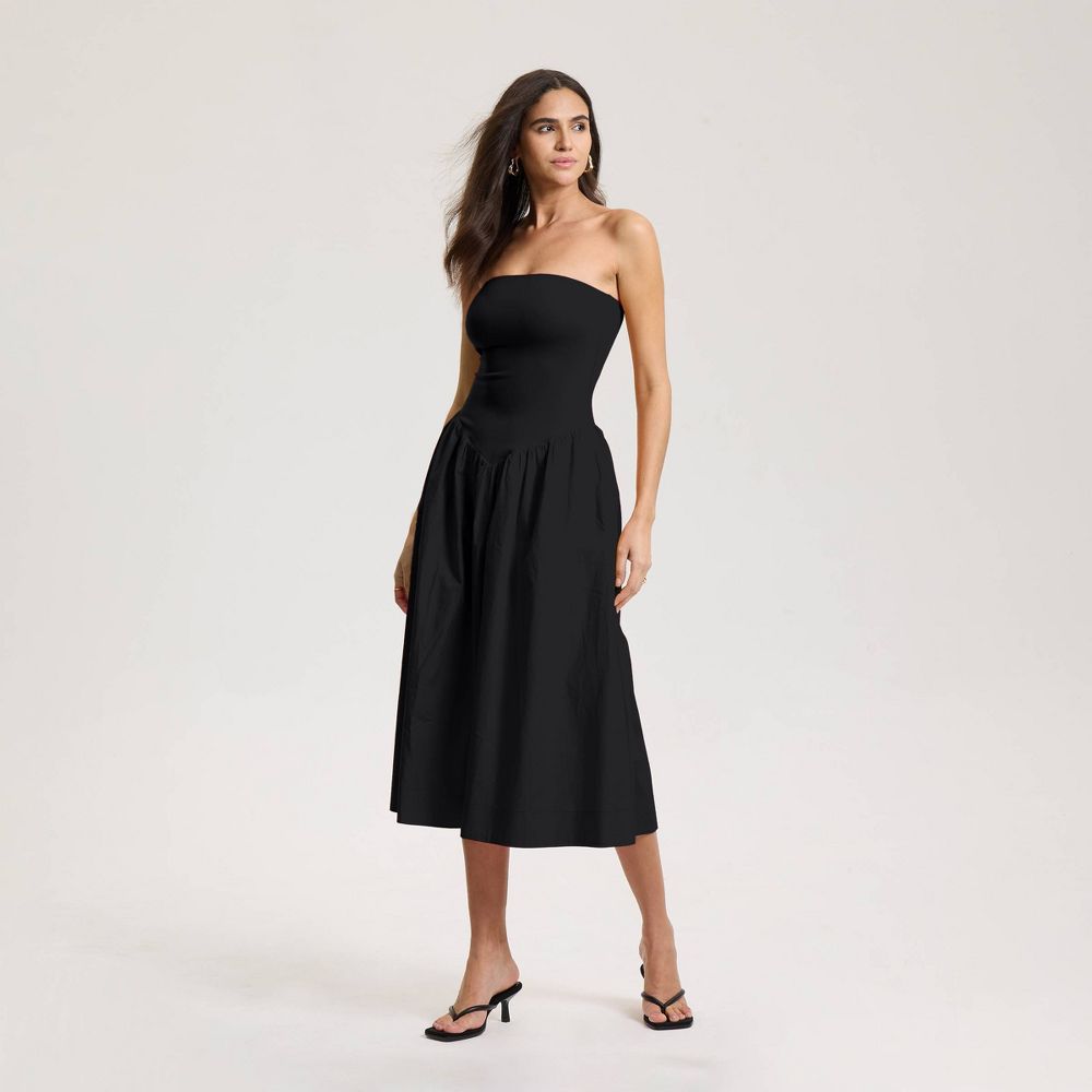 New - Women's Tube Knit Maxi A-Line Dress - A New Day™ Black XL