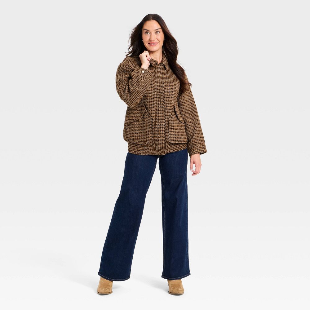 Open Box - Women's Tweed Fashion Jacket - Universal Thread™ Brown M
