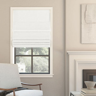 New - 23"x64" Sun Zero Somerton Textured 100% Blackout Cordless Roman Shade White