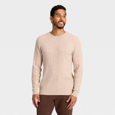 New - Men's Soft Knit Cable Sweater - Goodfellow & Co™ Oatmeal XL