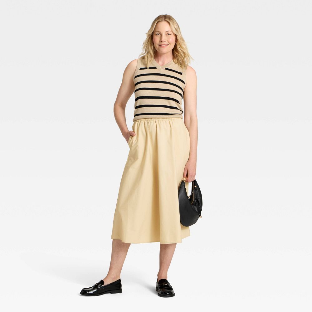 New - Women's Midi Skirt - A New Day™ Cream XS