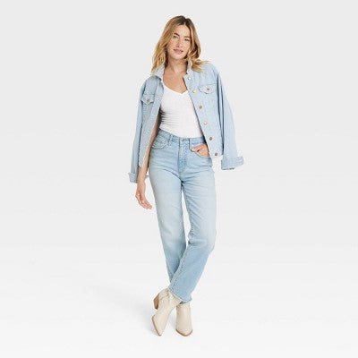 New - Universal Thread Women's High Waisted Straight Cargo Jeans 90's Vintage, Light Wash Universal ThreadBullseye Deals