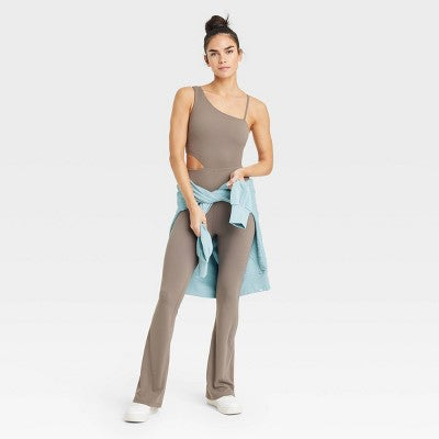 New - JoyLab Women's Full Length Sleeveless Flare Bodysuit Cutout Jumpsuit JoyLabBullseye Deals