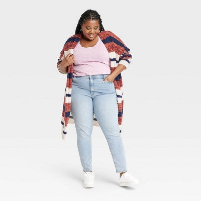 Knox Rose Womens Plus High Rise Relaxed Fit Full Skinny Jeans Heavyweight Knox RoseBullseye Deals