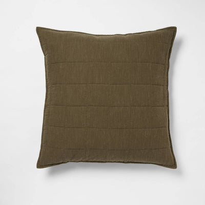 New - Euro Space Dyed Cotton Linen Sham Olive - Threshold™: Woven Texture, Zipper Closure, OEKO-TEX Certified
