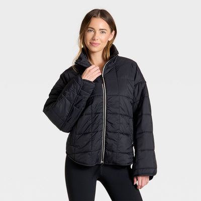 New - Women's Oversized Quilted Puffer Jacket - JoyLab™ Black S
