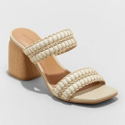 Universal Thread Women's Chunky Block High Slip On Heels Sandals Woven Band Universal ThreadBullseye Deals
