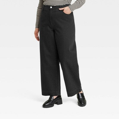 Universal Thread Women's High Waisted Wide Leg Cropped High-Rise Jeans, Black Universal ThreadBullseye Deals