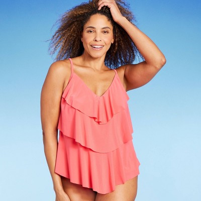 Aqua Green Women's Tankini Top Ruffles Tummy Control Swimwear UPF 50+ Swimsuit Aqua GreenBullseye Deals