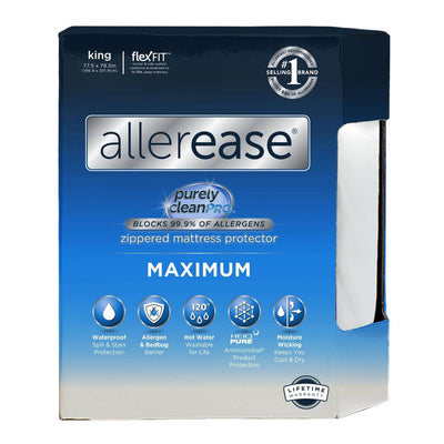 New - Allerease King Maximum Waterproof Allergy and Bedbug Protection Zippered Mattress Protector: Hypoallergenic, Twill Fabric, Fits 17" Depth
