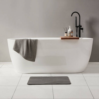 New - 15.4"x23.6" Diatomaceous Stone Hard Bath Mat Graphite Gray