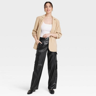 A New Day Women's Straight Relaxed High Rise Satin Cargo Pants Glossy A New DayBullseye Deals