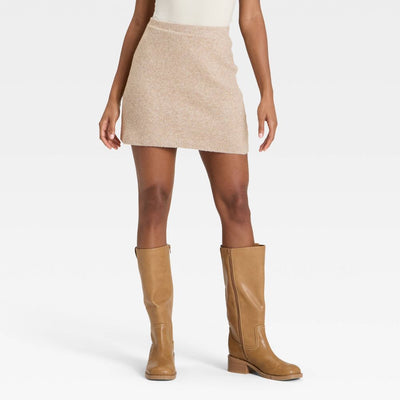 New - Women's Mini Sweater Skirt - Universal Thread™ Tan L