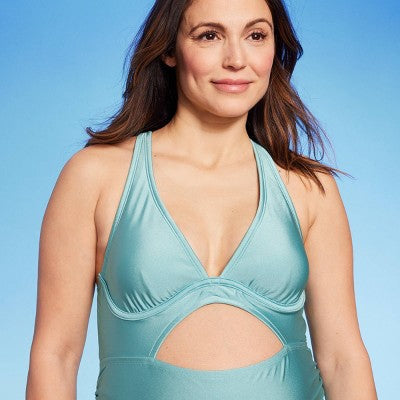 Shiny Cutout One Piece Maternity Swimsuit - Isabel Maternity by Ingrid & Isabel Isabel Maternity by Ingrid & IsabelBullseye Deals