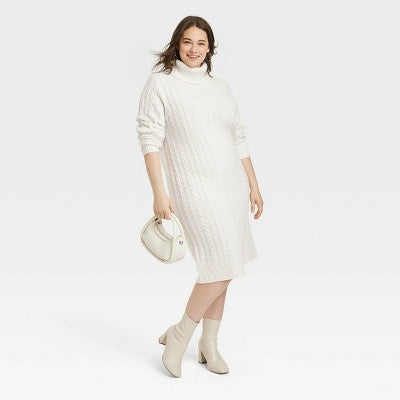 A New Day Women's Turtleneck Long Sleeve Winter Midi Sweater Dress A New DayBullseye Deals