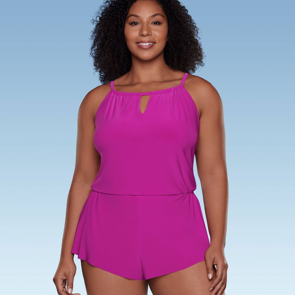New - Aqua Green Women's Swim Romper One Piece Swimsuit with Pocket UPF 50+ Aqua GreenBullseye Deals