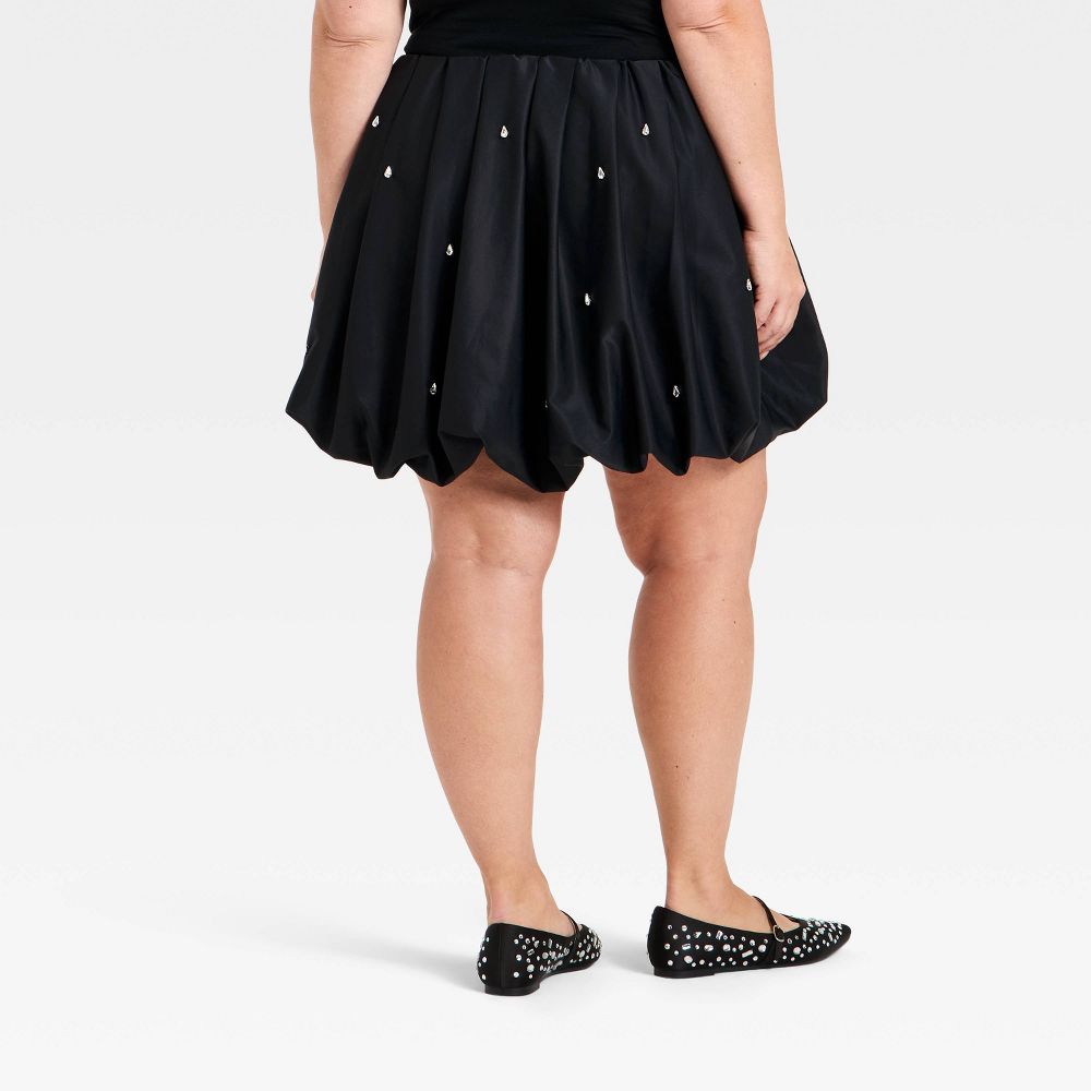 New - Women's Embellished Bubble Mini Skirt - A New Day™ Black 2X