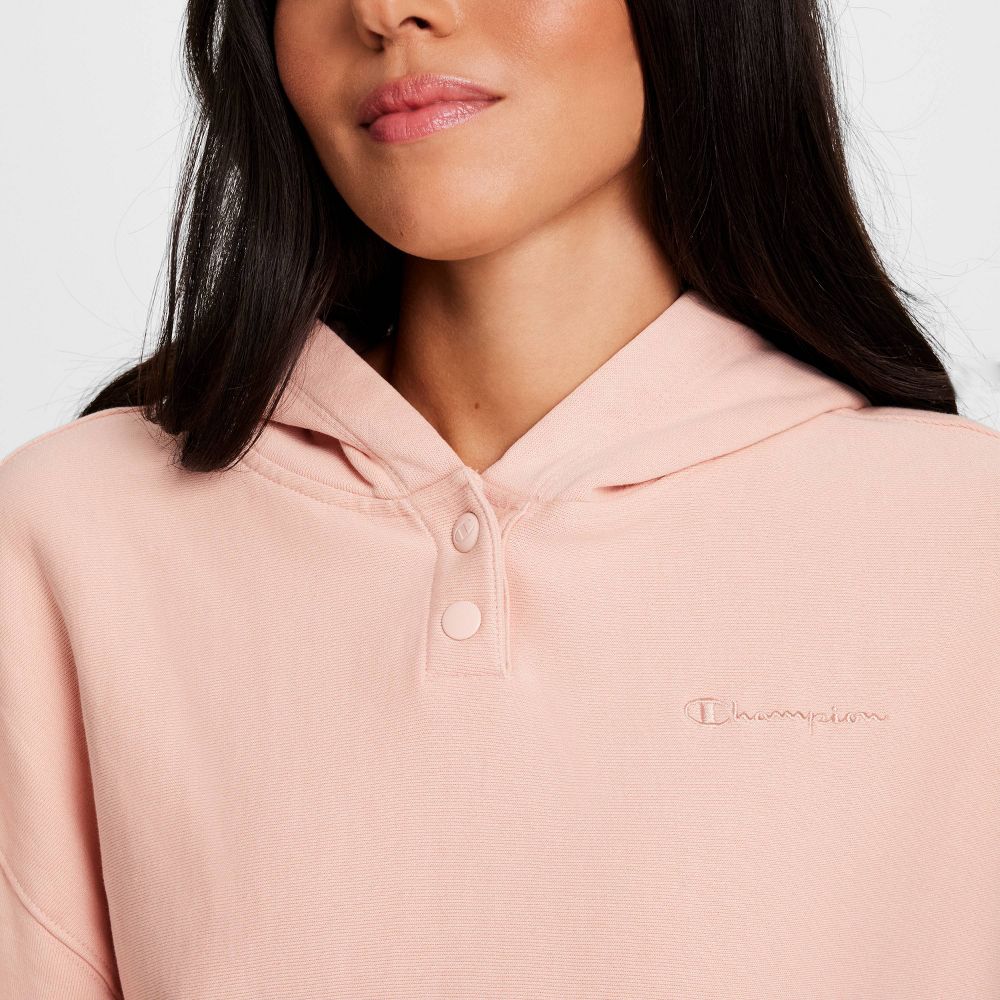 New - Champion Women's Vintage Wash Fleece Hooded Sweatshirt - Pink M