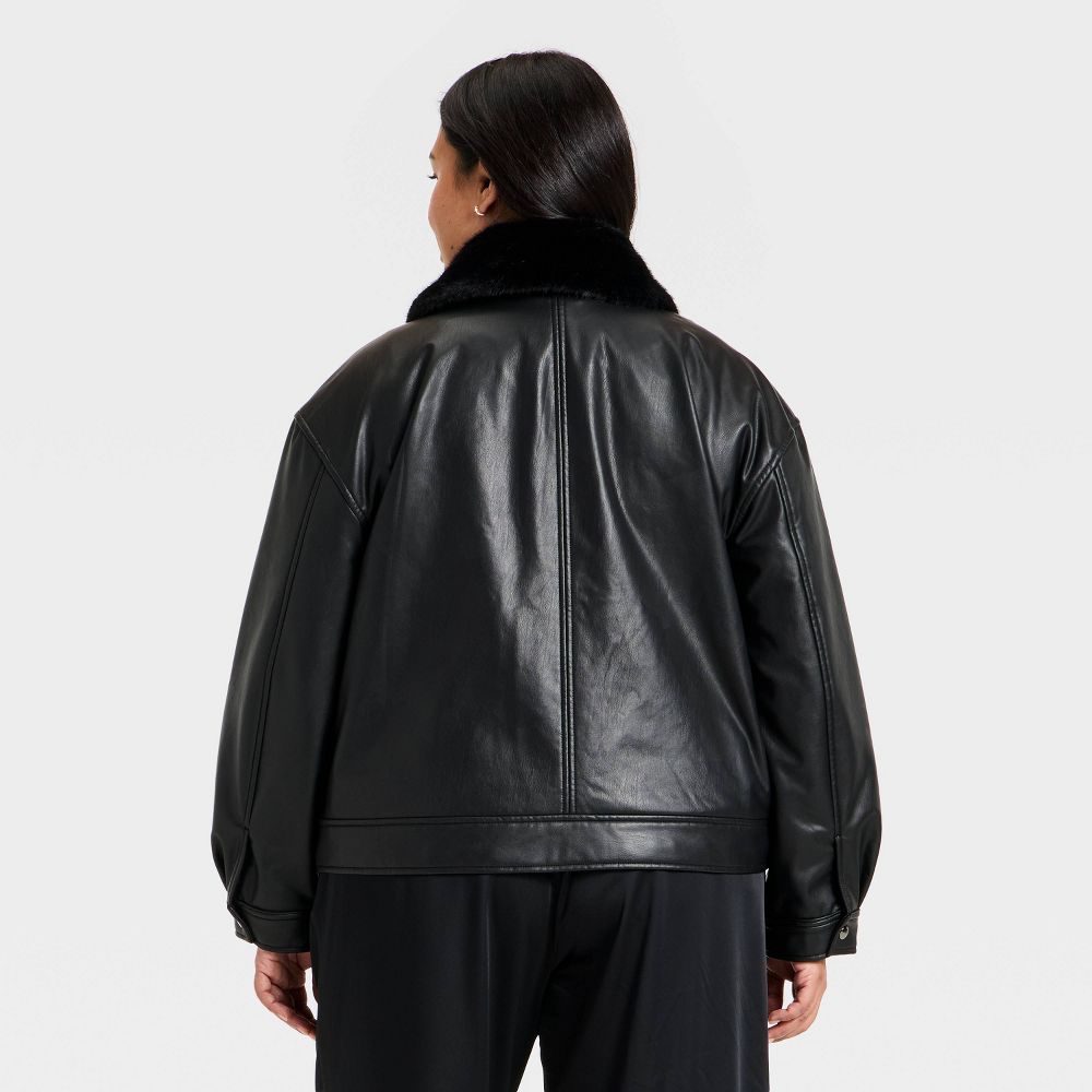 New - Women's Faux Leather Jacket - A New Day™ Black 3X