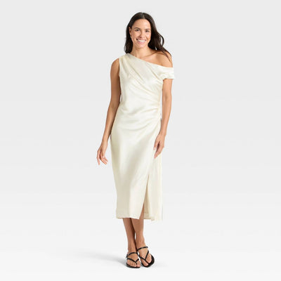 New - Women's Satin Maxi Dress - A New Day™ Cream XS