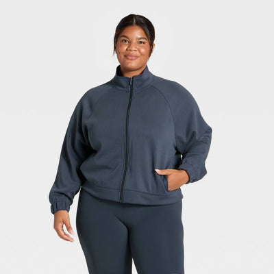 New - Women's Airy Sleek Full Zip Jacket - All In Motion™ Navy Blue 2X