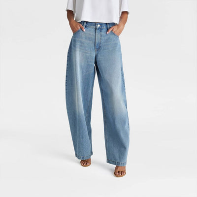 New - KBB by KAHLANA Women's Mid-Rise 'The Barrel Leg Jean' - Vintage Wash 6