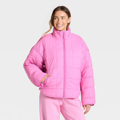 New - Women's Oversized Quilted Puffer Jacket - JoyLab™ Pink XXL