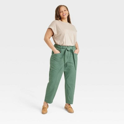 A New Day Women's Tapered Casual High Rise Ankle Length Tie-Front Pants A New DayBullseye Deals