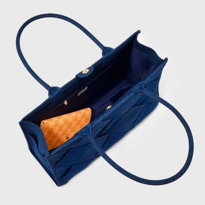 Open Box - Straw Large Boxy Tote Handbag - A New Day Natural/Black A New DayBullseye Deals