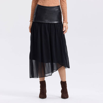 New - Women's Mixed Fabric A-Line Skirt - A New Day™ Black XS