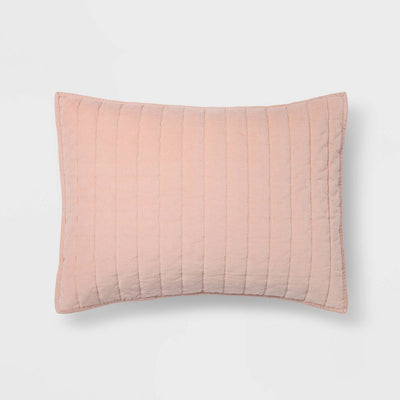 Open Box - King Channel Stitch Velvet Quilt Sham Soft Blush - Threshold™: OEKO-TEX Certified, Cotton Backing, Machine Washable