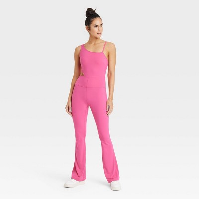 New - JoyLab Women's Full Length Sleeveless Flare Bodysuit Cutout Jumpsuit JoyLabBullseye Deals