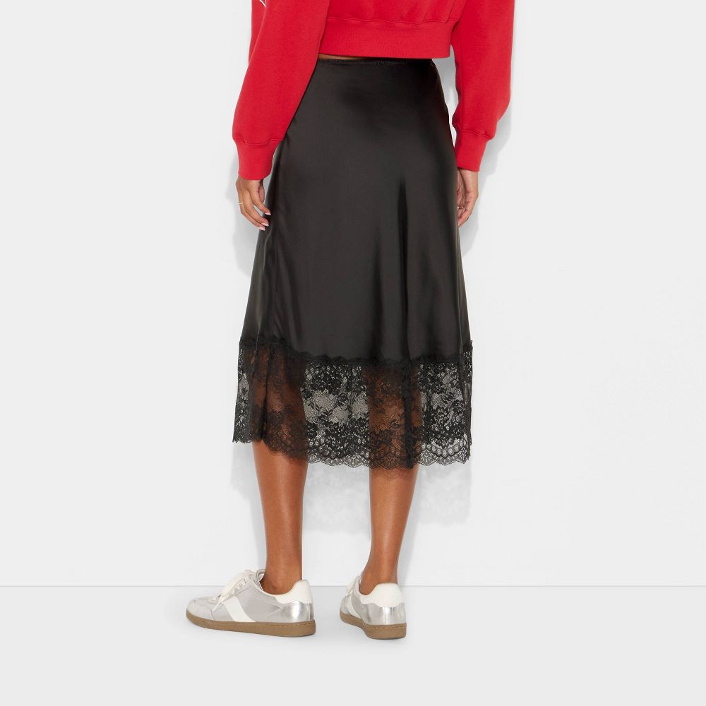 New - Women's Lingerie Slip Midi Skirt - Wild Fable™ Black XL