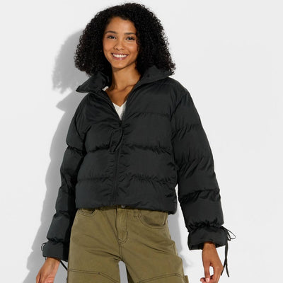 Open Box - Women's Bow Puffer Jacket - Wild Fable™ Black XXS