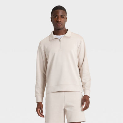 Open Box - Men's Spacer Half Zip Sweatshirt - All In Motion™ Beige M