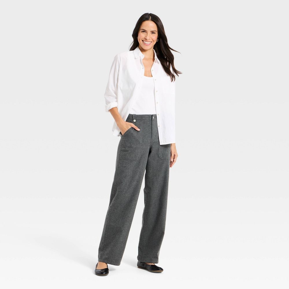 New - Women's Mid-Rise Flannel Utility Pants - Universal Thread™ Gray 4