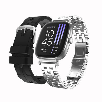 New - iTouch Belle Silver Case with Silver Metal and Silicon Band Smartwatch Set