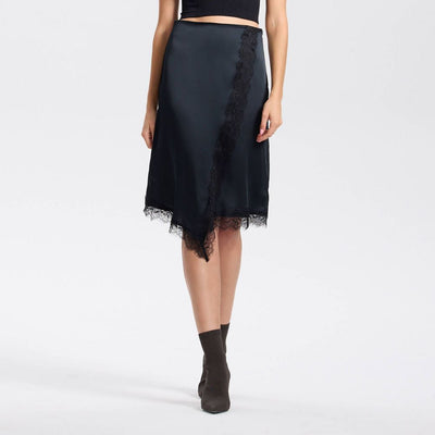 New - Women's Split Lace Trim A-Line Skirt - A New Day™ Black S