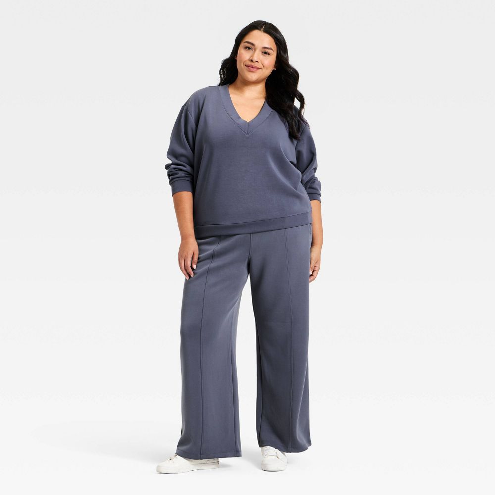 New - Women's Sandwash Sweatshirt - A New Day™ Blue 1X