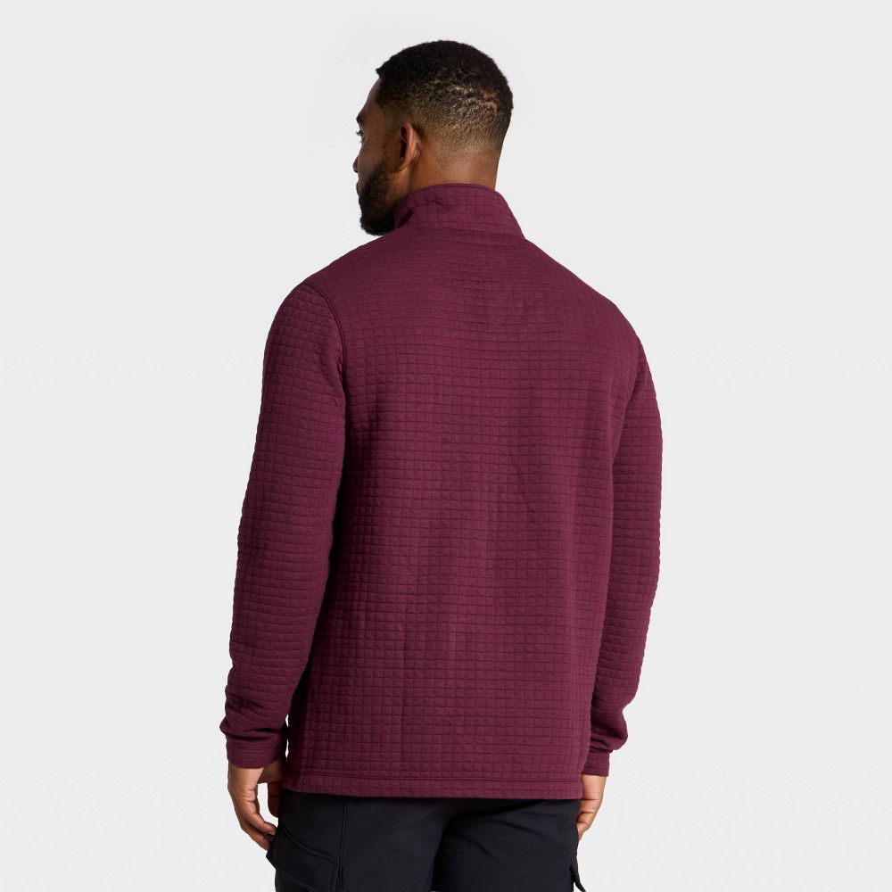 New - Men's Quilted Fleece 1/2 Zip Pullover Sweatshirt - All In Motion™ Burgundy L